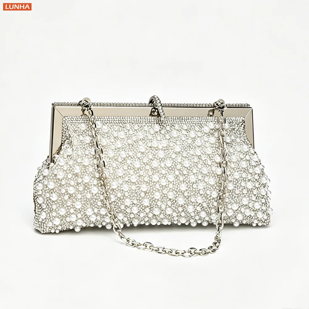 Luxury Pearl Rhinestone Frame Clutch Rectangular Chain Crossbody Purse Evening Bag for Banquet Bridal Prom & Formal Occasions
Luxury Pearl Rhinestone Frame Clutch Rectangular Chain Crossbody Purse Evening Bag for Banquet Bridal Prom & Formal Occasions