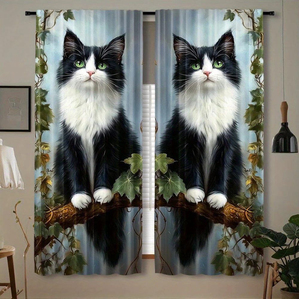 2pcs, Scandinavian Style Cute Cat Curtain Rod Pocket Curtain Perfect for Bedroom, Office, Kitchen, Living Room Study Home Decor
2pcs, Scandinavian Style Cute Cat Curtain Rod Pocket Curtain Perfect for Bedroom, Office, Kitchen, Living Room Study Home Decor