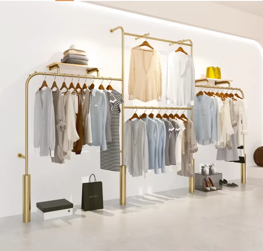 Креативная двухуровневая настенная витрина для женской одежды Advancedclothing Store, золотая, для продажи
Креативная двухуровневая настенная витрина для женской одежды Advancedclothing Store, золотая, для продажи