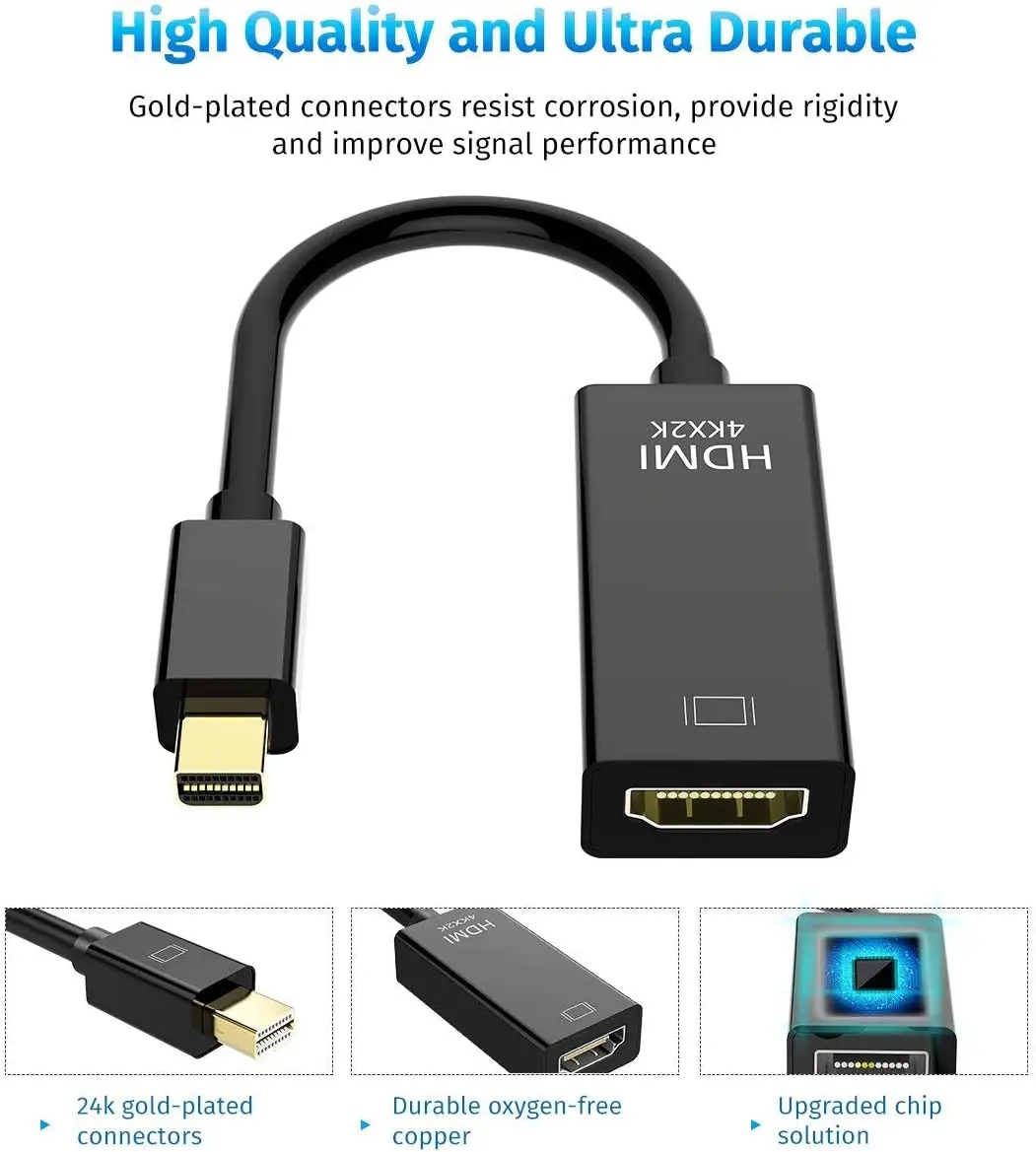Mini DisplayPort to HDMI Adaptor Mini DP(Thunderbolt Compatible) to HDMI 4K Converter Gold-Plated Cord for MacBook Pro
Mini DisplayPort to HDMI Adaptor Mini DP(Thunderbolt Compatible) to HDMI 4K Converter Gold-Plated Cord for MacBook Pro