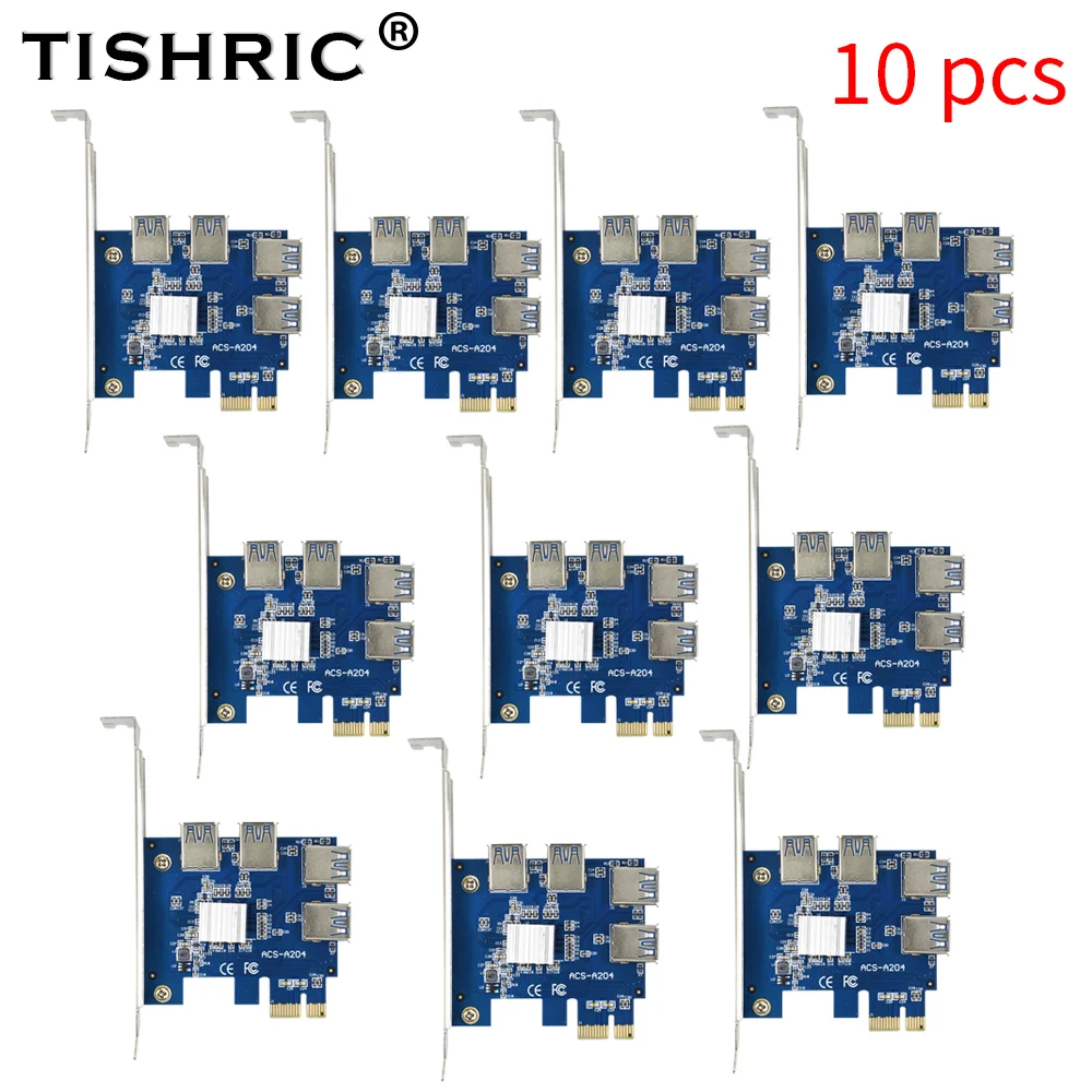 1-10Pcs TISHRIC PCI-E 1 To 4 Adapter PCI Express Riser Card 1x to 16x 1 to 4 USB 3.0 Slot Multiplier Hub For BTC Miner Mining
1-10Pcs TISHRIC PCI-E 1 To 4 Adapter PCI Express Riser Card 1x to 16x 1 to 4 USB 3.0 Slot Multiplier Hub For BTC Miner Mining
