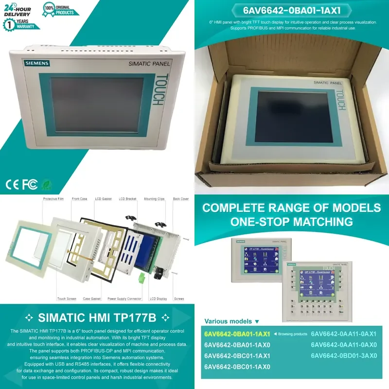 SIEMENES New Original Spot 6AV6 642-0BA01-1AX1 TP 177B 6" PN/DP STN 256 Color Display Hmi Touch Panel
SIEMENES New Original Spot 6AV6 642-0BA01-1AX1 TP 177B 6" PN/DP STN 256 Color Display Hmi Touch Panel