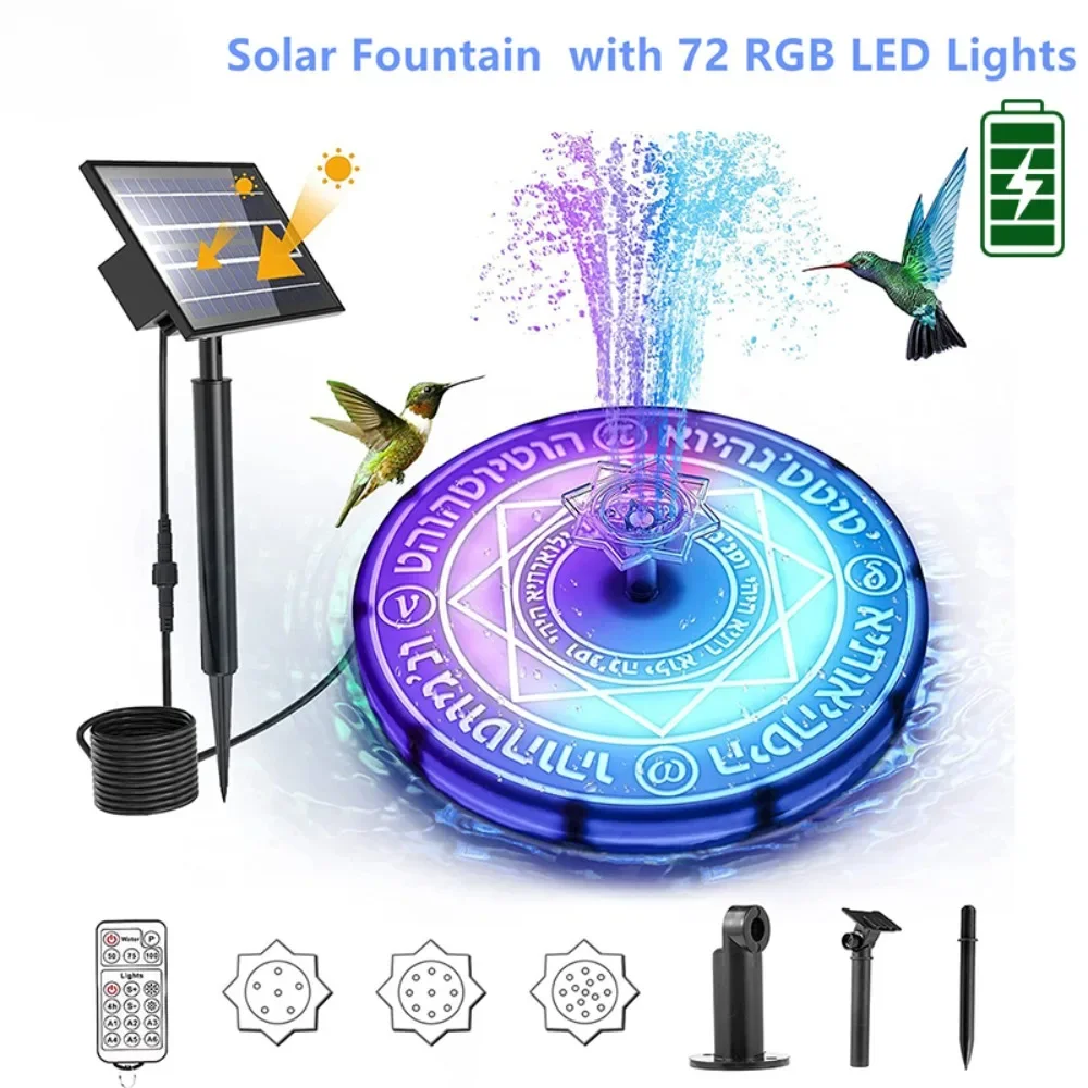 Solar Fountain, Solar Bird Bath Fountains with 72 RGB LED Lights & 6 Lighting Modes 3600mAh Battery with Remote for Pond
Solar Fountain, Solar Bird Bath Fountains with 72 RGB LED Lights & 6 Lighting Modes 3600mAh Battery with Remote for Pond