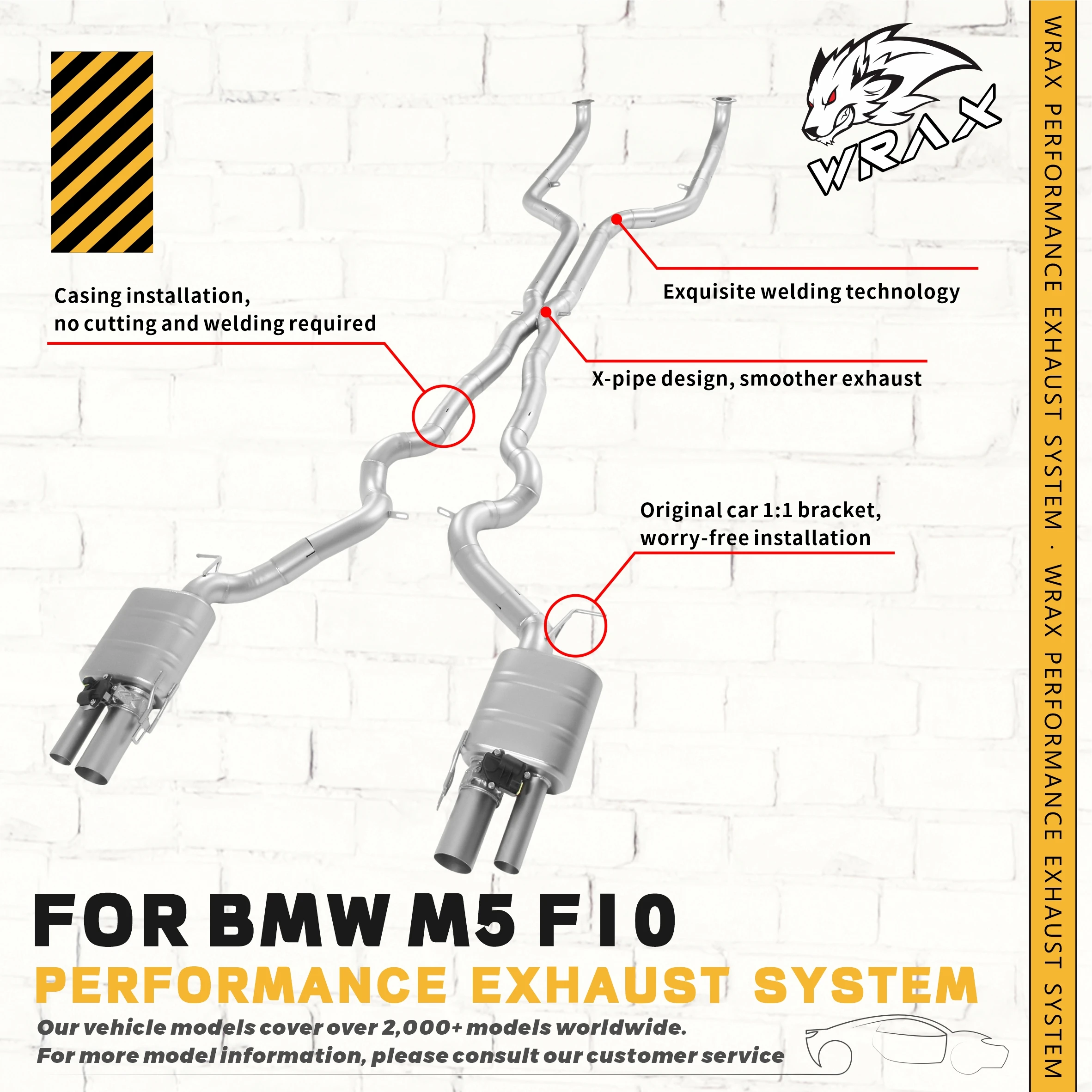 WRAX SS 304 Car accessories Catback Exhaust For BMW M5/M6 F10 F06 Aggressive Exhaust Sound Performance Upgrade Easy Installation
WRAX SS 304 Car accessories Catback Exhaust For BMW M5/M6 F10 F06 Aggressive Exhaust Sound Performance Upgrade Easy Installation