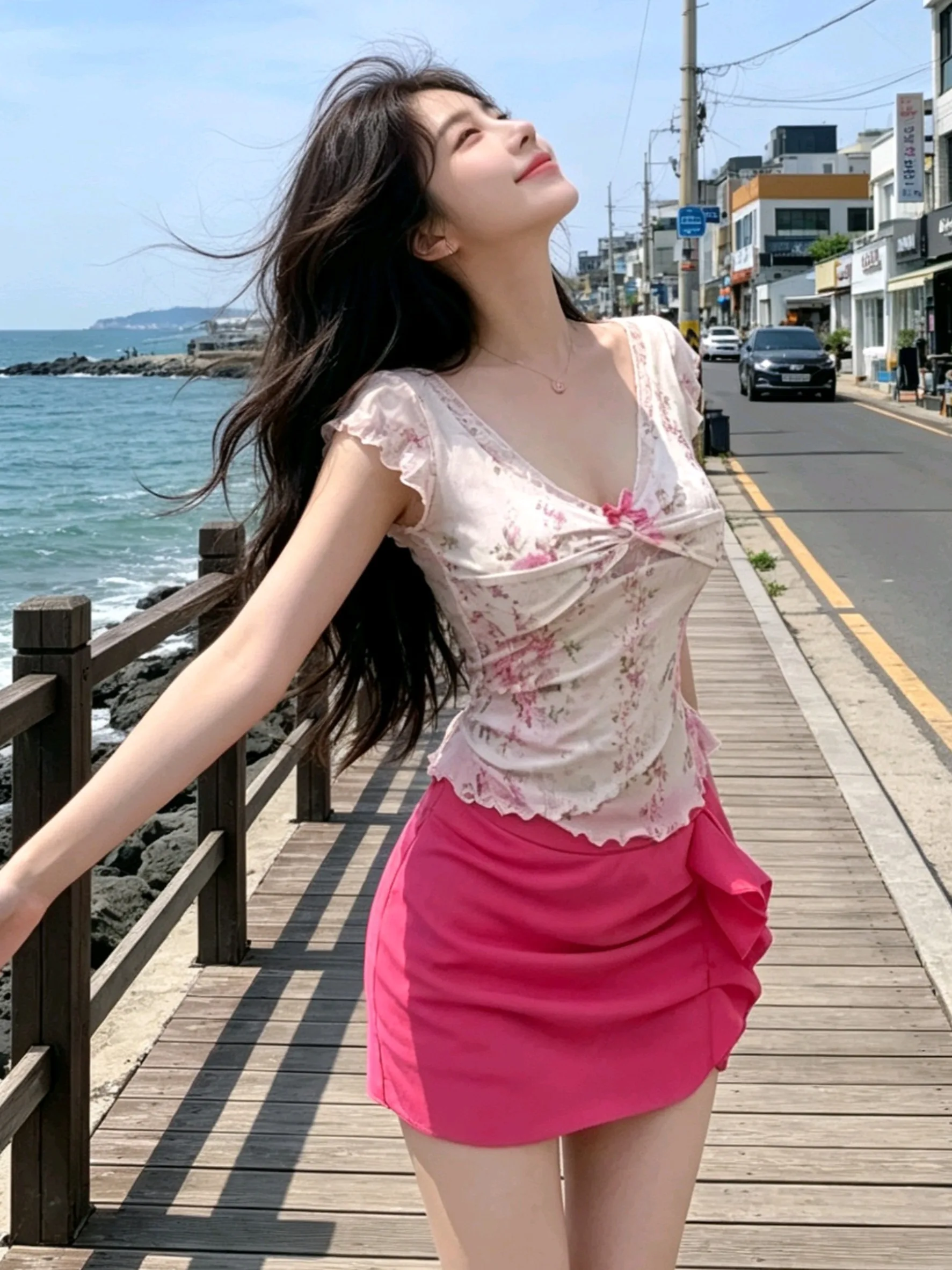 Floral Halter Neck High Waist Skirt Set Sexy Street Style Knot Hollow out Top for Young Women Summer Fashion
Floral Halter Neck High Waist Skirt Set Sexy Street Style Knot Hollow out Top for Young Women Summer Fashion