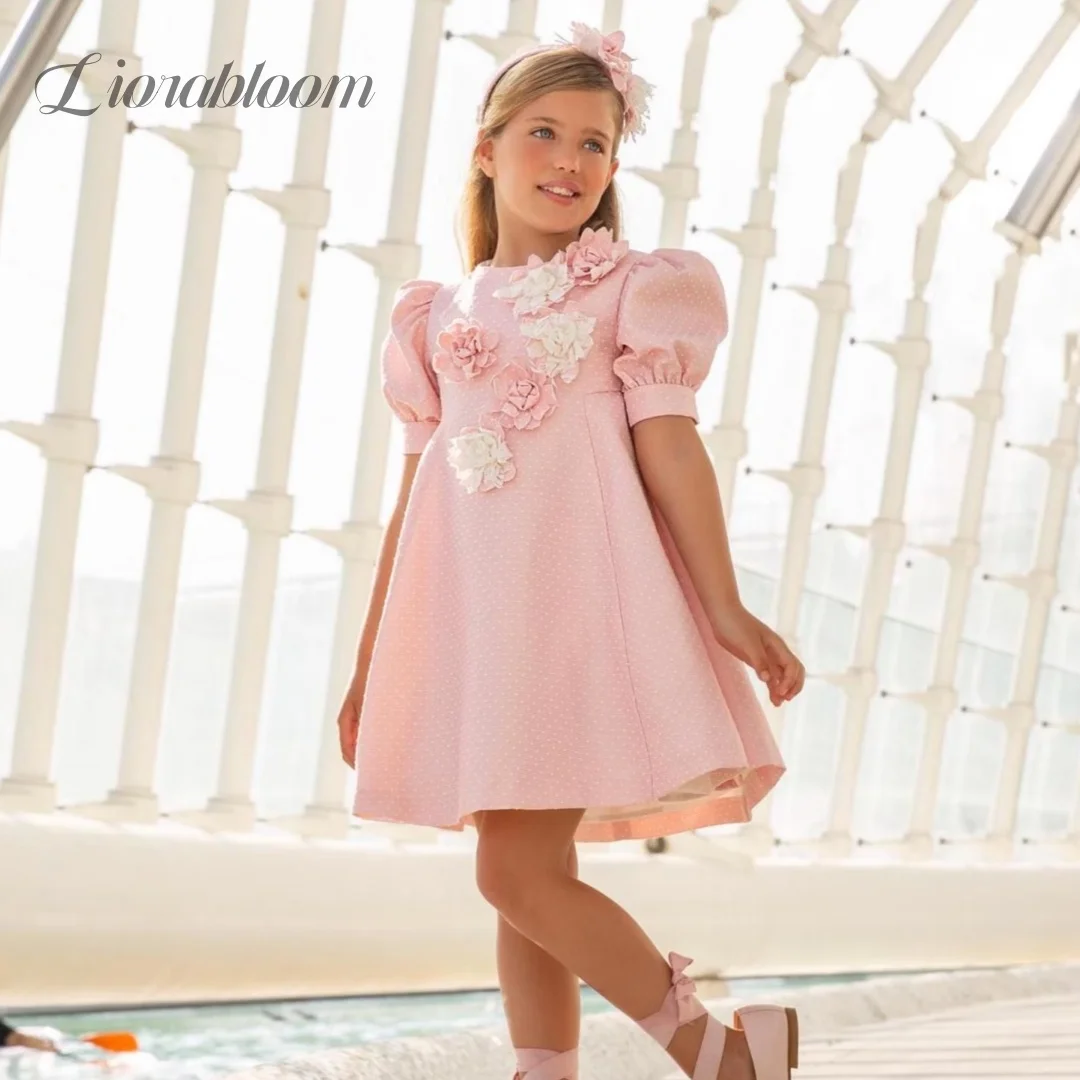 Customized Pink Flower Girl Dress for Wedding Toddler Kids Puff Sleeve Tulle Dress with Big 3D Rose Hairband Princess Party Gown
Customized Pink Flower Girl Dress for Wedding Toddler Kids Puff Sleeve Tulle Dress with Big 3D Rose Hairband Princess Party Gown