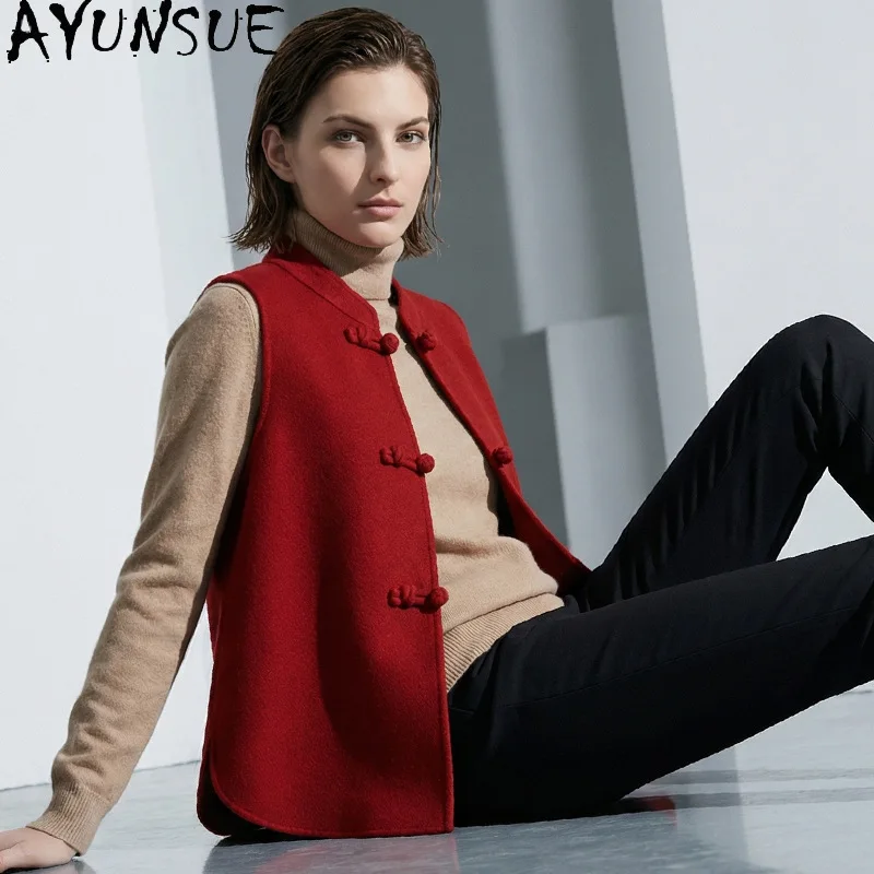 AYUNSUE 100% Wool Vest for Woman Chinese Style Sleeveless Tops for Woman Elegant Double-sided Woolen Vest Woman Clothes 2026
AYUNSUE 100% Wool Vest for Woman Chinese Style Sleeveless Tops for Woman Elegant Double-sided Woolen Vest Woman Clothes 2026