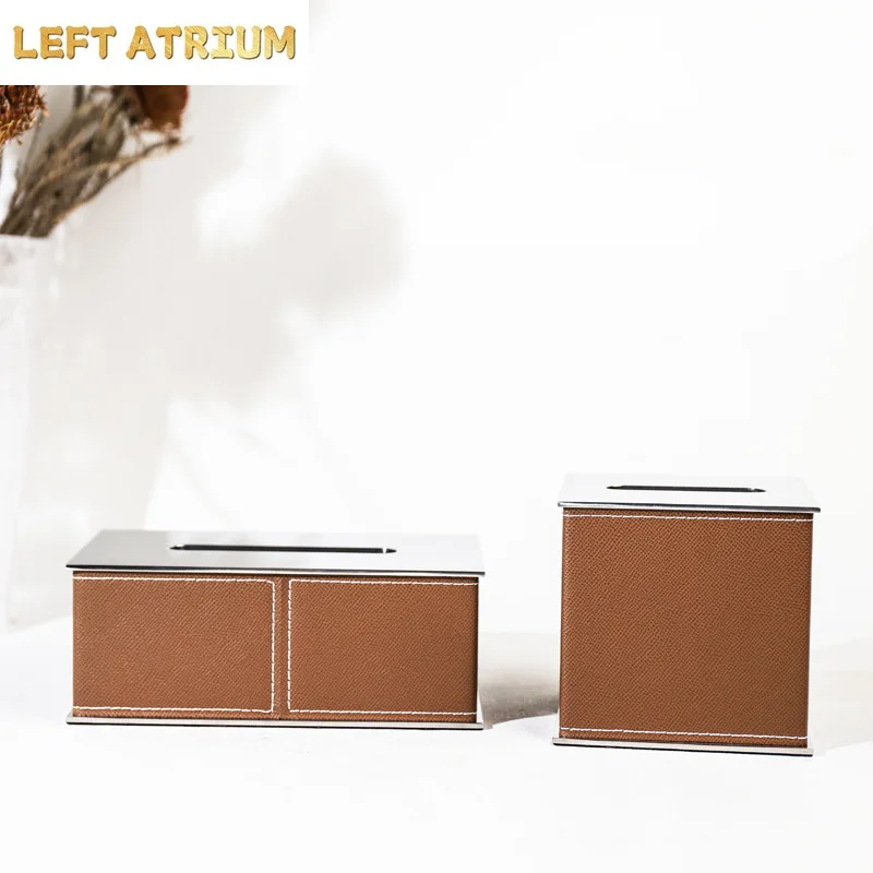 European high-grade stainless steel leather tissue box Home soft assembly living room table decoration bedroom room tissue box
European high-grade stainless steel leather tissue box Home soft assembly living room table decoration bedroom room tissue box