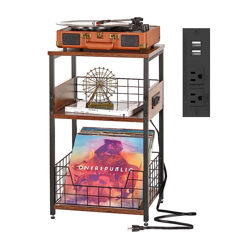 Iron wood three-layer coffee table with socket retro style record power amplifier household simple side table
Iron wood three-layer coffee table with socket retro style record power amplifier household simple side table