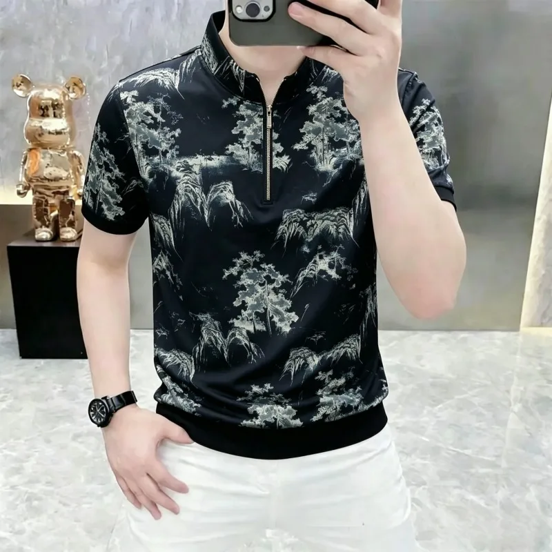 Summer Half Zipper Jacquard Polo Shirt for Men Short Sleeved Casual T-shirt Stand Up Collar Versatile Business Social POLO Tee
Summer Half Zipper Jacquard Polo Shirt for Men Short Sleeved Casual T-shirt Stand Up Collar Versatile Business Social POLO Tee