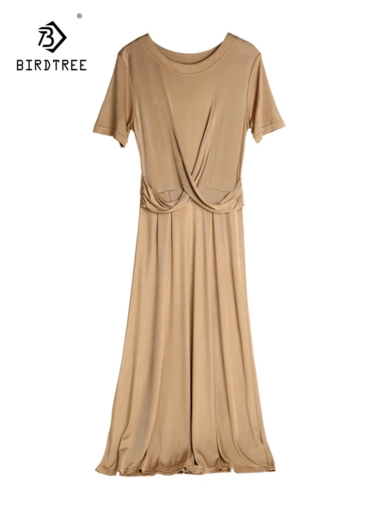 Birdtree 30%Mulberry Silk 70%Viscose Women Solid Dresses Knitted Slim Waist Round Neck Long Dress Spring Summer Clothes D38565QC
Birdtree 30%Mulberry Silk 70%Viscose Women Solid Dresses Knitted Slim Waist Round Neck Long Dress Spring Summer Clothes D38565QC