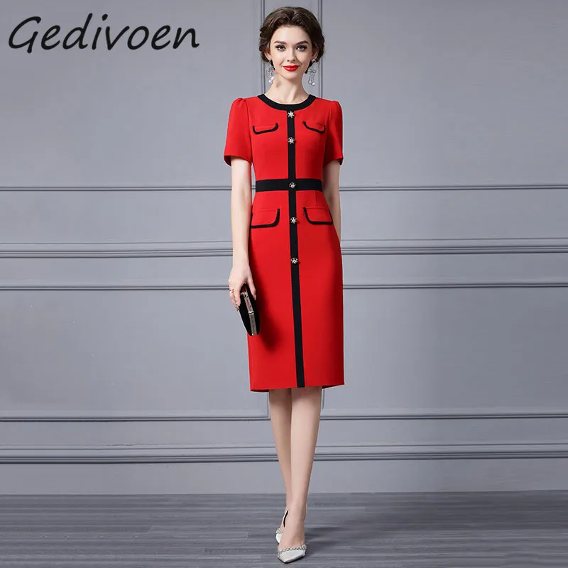 Buttock Covering Dress Women's O-Neck Button Pocket High Waist Slit Hit Color Midi Dress
Buttock Covering Dress Women's O-Neck Button Pocket High Waist Slit Hit Color Midi Dress