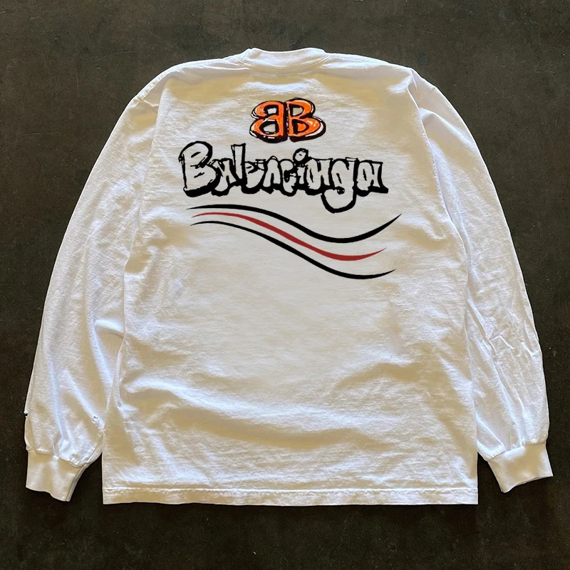 Pure Cotton Long Sleeve T-Shirt 300g Heavyweight American Retro Oversize Ribbon Letter Print Summer Autumn Cotton Cloth
Pure Cotton Long Sleeve T-Shirt 300g Heavyweight American Retro Oversize Ribbon Letter Print Summer Autumn Cotton Cloth