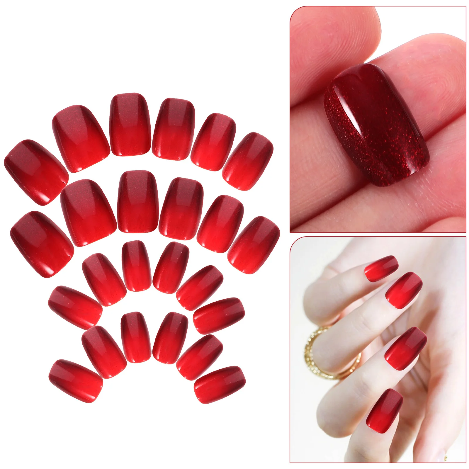 24Pcs Women Press on Red Cat Eye Nails DIY Fake Nail Tips Decorative False Nails Manicure Supplies for Birthday Party
24Pcs Women Press on Red Cat Eye Nails DIY Fake Nail Tips Decorative False Nails Manicure Supplies for Birthday Party