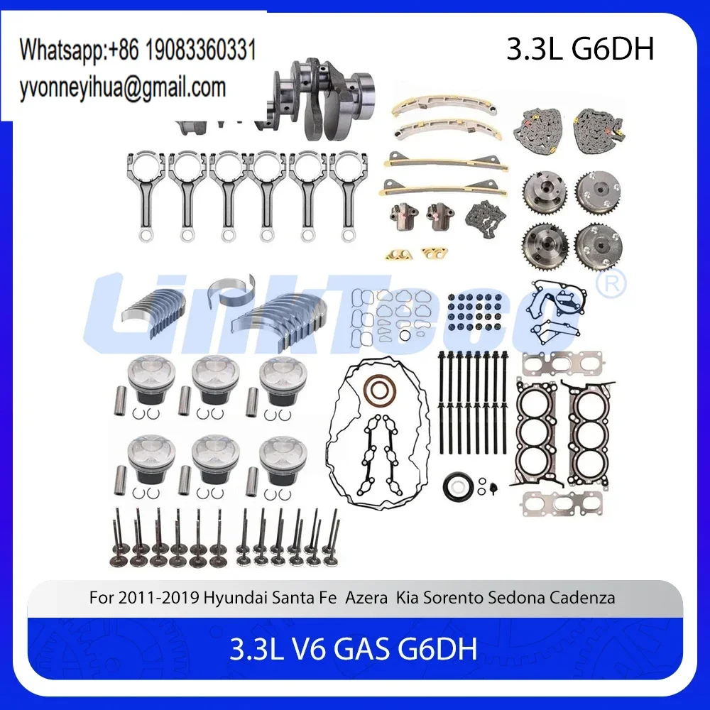 Engine Rebuild Kit Timing Chain Crankshaft ConRods Piston Ring Bearing Valve Lifter Set Fit 3.3 L V6 For Hyundai Kia 3.3L G6DH
Engine Rebuild Kit Timing Chain Crankshaft ConRods Piston Ring Bearing Valve Lifter Set Fit 3.3 L V6 For Hyundai Kia 3.3L G6DH