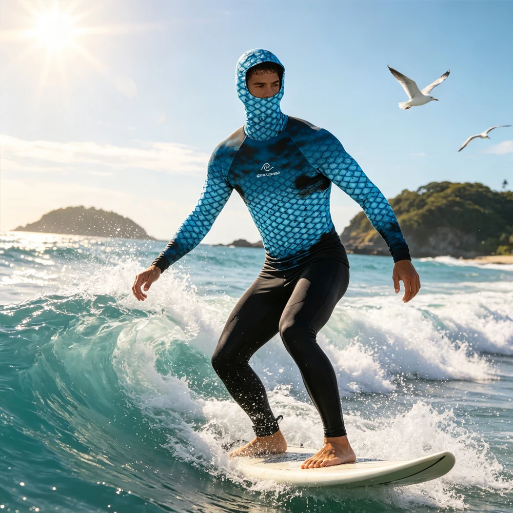 Men's Long Sleeve Hooded Rash Guard Surfing Clothing UPF50+ Sun Protection Quick Dry Sailing Top Wear for Water Sport Surf
Men's Long Sleeve Hooded Rash Guard Surfing Clothing UPF50+ Sun Protection Quick Dry Sailing Top Wear for Water Sport Surf