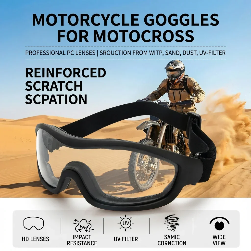 Tactical Motorcycle Goggles Windproof – Off-Road Riding Glasses for Harley, Anti-Scratch Cycling Mask Outdoor Sports Eyewear
Tactical Motorcycle Goggles Windproof – Off-Road Riding Glasses for Harley, Anti-Scratch Cycling Mask Outdoor Sports Eyewear