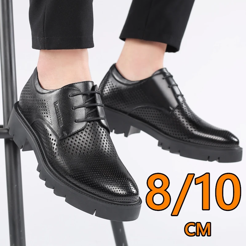 Men Summer Hollow Out Formal Dress Shoes 8cm/10cm Heel Elevator Height Increase Cow Leather Breathable Lift Business Casual Shoe
Men Summer Hollow Out Formal Dress Shoes 8cm/10cm Heel Elevator Height Increase Cow Leather Breathable Lift Business Casual Shoe