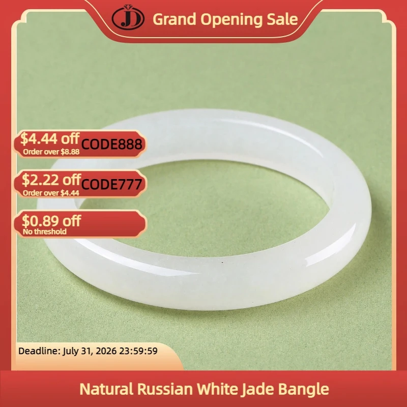 1 Piece JD Natural Russian White Jade Bangle Icy Translucent Nephrite Bracelet for Women Elegant Gift Jewelry Bangles Bracelets
1 Piece JD Natural Russian White Jade Bangle Icy Translucent Nephrite Bracelet for Women Elegant Gift Jewelry Bangles Bracelets