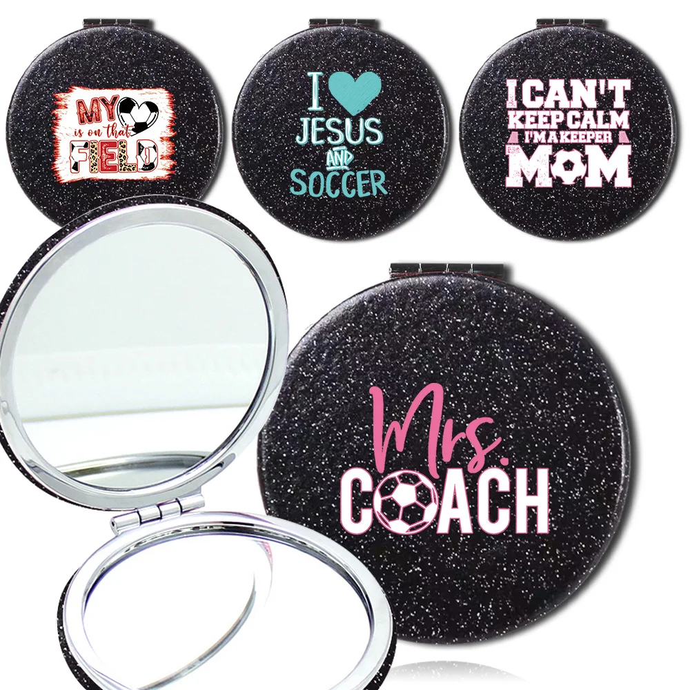 Sparkly Black Mini Compact Mirror 2-Sided Magnifying Folding Hand Mirror Cute Pocket Makeup Mirror For Girls Soccer Text Pattern
Sparkly Black Mini Compact Mirror 2-Sided Magnifying Folding Hand Mirror Cute Pocket Makeup Mirror For Girls Soccer Text Pattern
