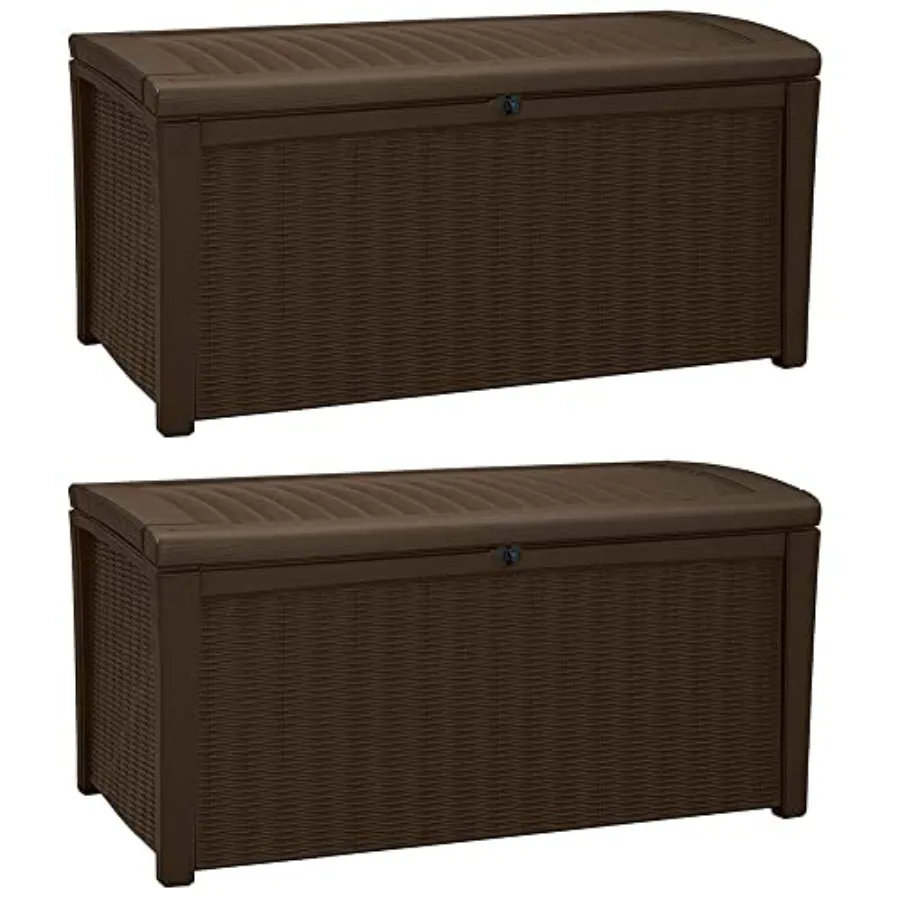 2-Pack Borneo 110 Gallon Deck Box Organizer, Doubles as 2-Person Bench Seat, Brown Large Resin Outdoor Storage and Seating with
2-Pack Borneo 110 Gallon Deck Box Organizer, Doubles as 2-Person Bench Seat, Brown Large Resin Outdoor Storage and Seating with