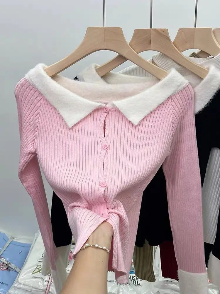 Matakawa Y2k Slash Neck Women Sweaters Autumn Winter Contrast Color Vintage Short Cardigans Korean Fashion Pink Sueter Mujer
Matakawa Y2k Slash Neck Women Sweaters Autumn Winter Contrast Color Vintage Short Cardigans Korean Fashion Pink Sueter Mujer