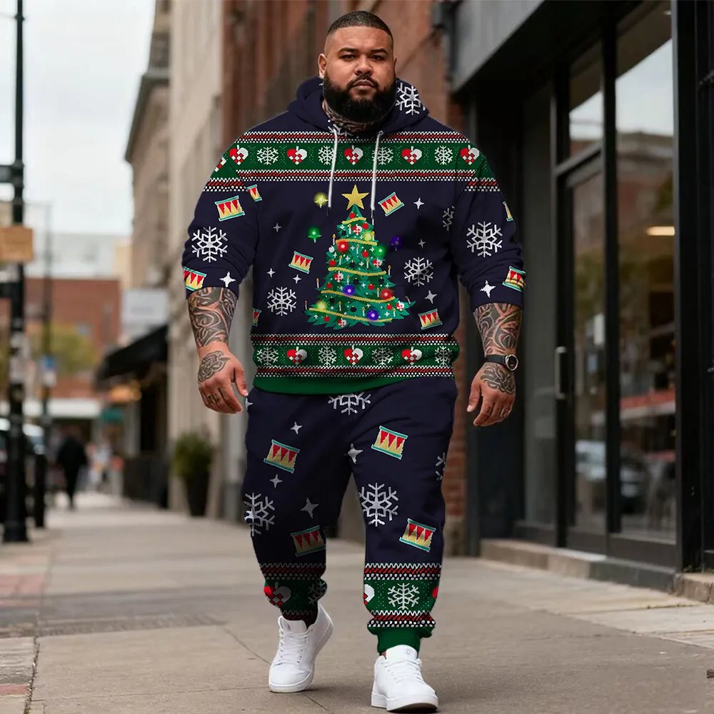 -9xl plus size Men's Casual Hoodie Set with Christmas Accents & Plaid Textures - 2-Piece Warm Outfit, High-Quality Fabric,
-9xl plus size Men's Casual Hoodie Set with Christmas Accents & Plaid Textures - 2-Piece Warm Outfit, High-Quality Fabric,