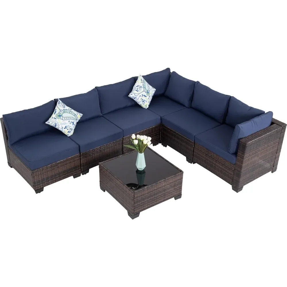 7 Piece Patio Furniture Set, Modular Outdoor Sectional Sofa – PE Rattan Wicker Set for Conversation & Relaxing
7 Piece Patio Furniture Set, Modular Outdoor Sectional Sofa – PE Rattan Wicker Set for Conversation & Relaxing
