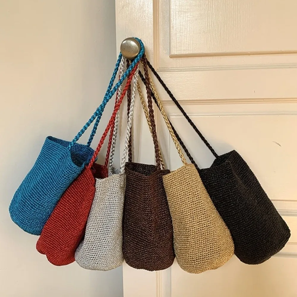 New Large Capacity Handwoven Bucket Bag Solid Color Boho Shoulder Bag Straw Design Handmade Metal Line Bucket Bag Gifts
New Large Capacity Handwoven Bucket Bag Solid Color Boho Shoulder Bag Straw Design Handmade Metal Line Bucket Bag Gifts
