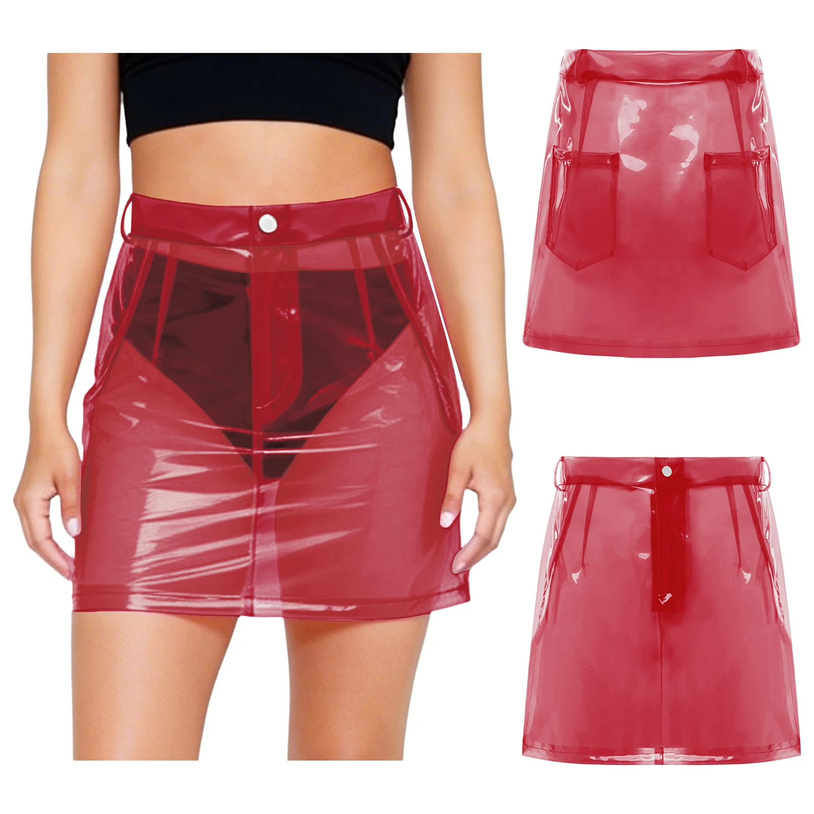 Women Transparent Sheer PVC Miniskirt High Waist Pockets Bodycon Pencil Skirt See Through Cover Up Skirts for Beachwear Clubwear
Women Transparent Sheer PVC Miniskirt High Waist Pockets Bodycon Pencil Skirt See Through Cover Up Skirts for Beachwear Clubwear