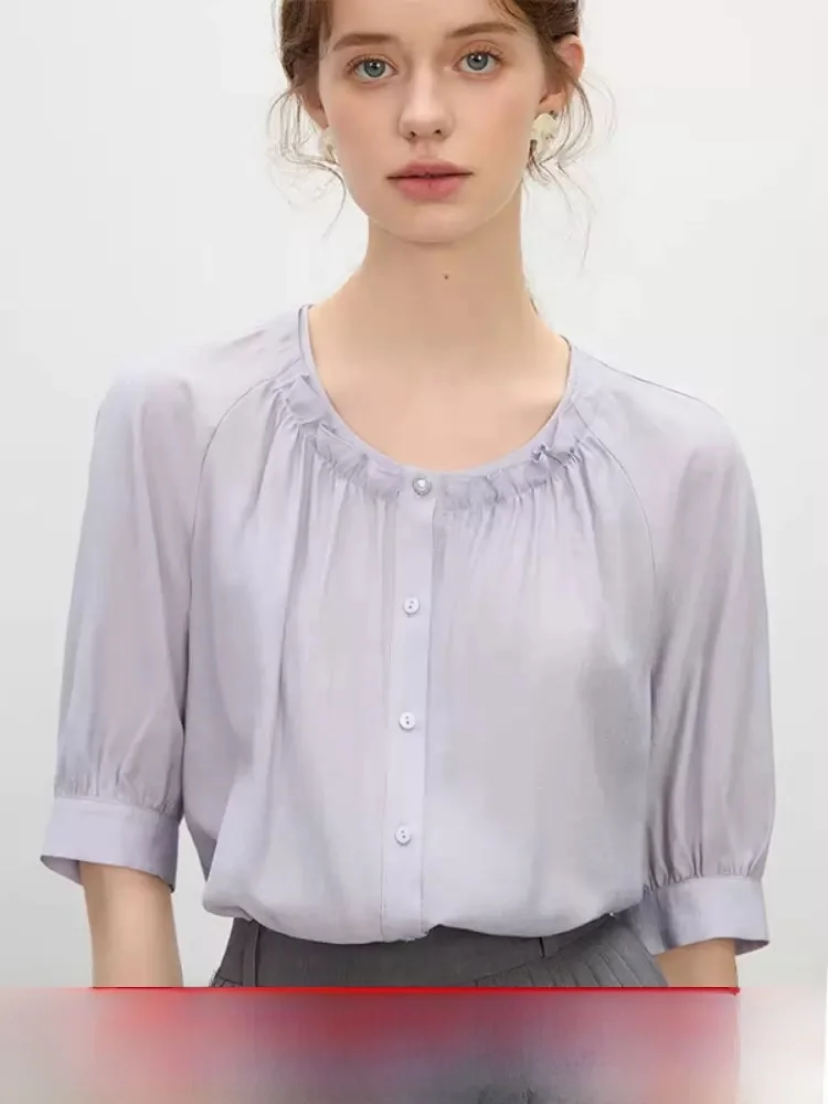 Femlain round Neck Five Sleeve Shirt Women's Summer 2025 New Style Commute Top Skin-friendly Breathable Pure Color Straight Cut
Femlain round Neck Five Sleeve Shirt Women's Summer 2025 New Style Commute Top Skin-friendly Breathable Pure Color Straight Cut