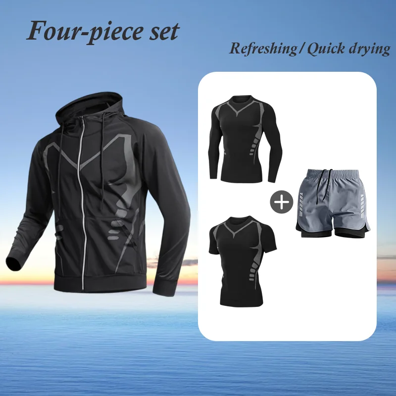 Men's Four-Piece Fitness Exercise Set Spring Comfortable Training Jogging Clothes Lightweight Sportswear for Daily Workouts
Men's Four-Piece Fitness Exercise Set Spring Comfortable Training Jogging Clothes Lightweight Sportswear for Daily Workouts