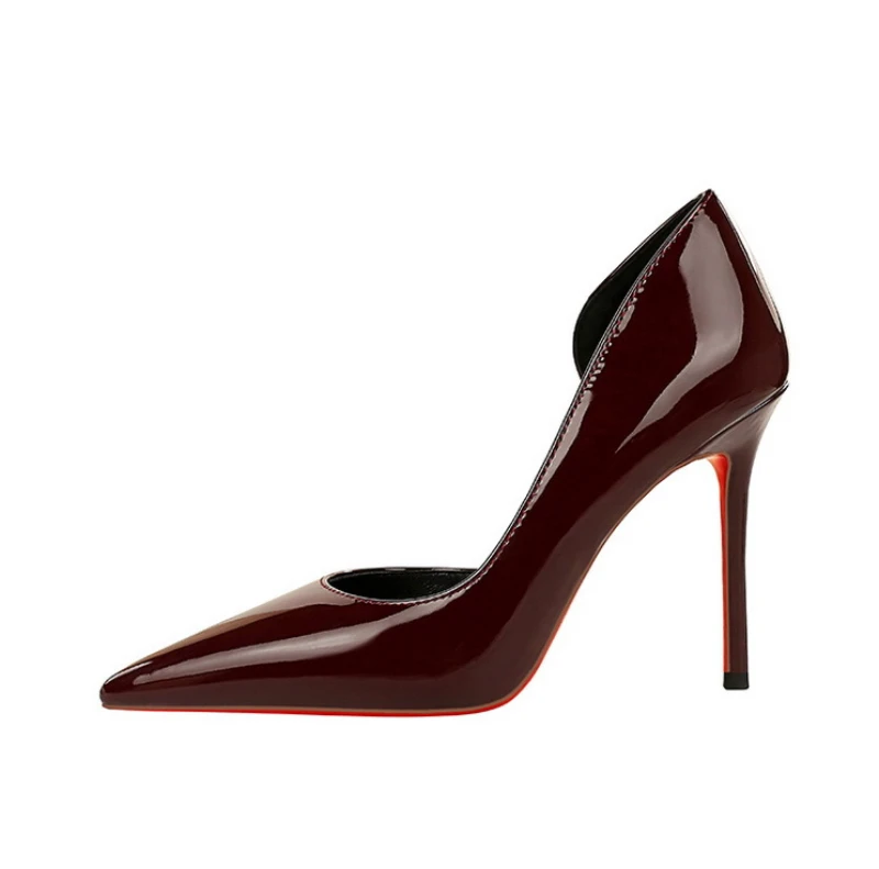Womens Burgundy Patent Leather Pointed Toe Stiletto Heel Pumps Cut Out Red Bottom High Heels For Wedding Party Prom Evening
Womens Burgundy Patent Leather Pointed Toe Stiletto Heel Pumps Cut Out Red Bottom High Heels For Wedding Party Prom Evening