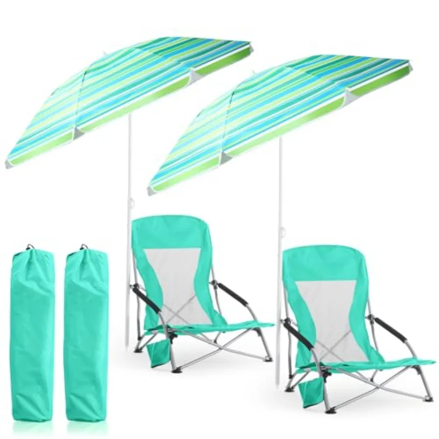 Beach chairs with umbrella for adults: green, lightweight polyester, adjustable detachable umbrella, portable folding set with
Beach chairs with umbrella for adults: green, lightweight polyester, adjustable detachable umbrella, portable folding set with