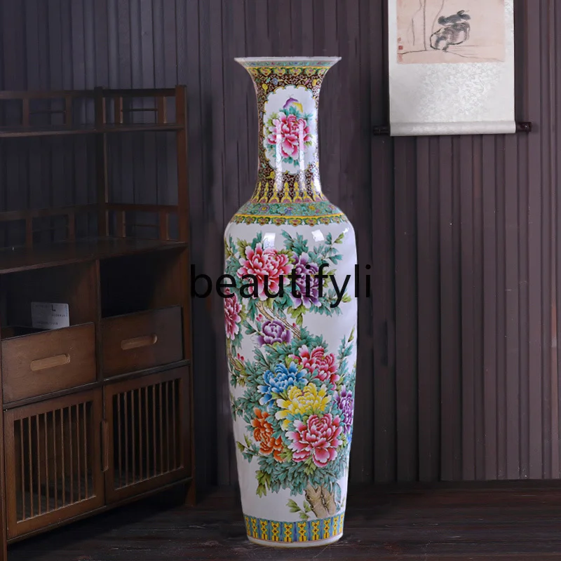 New Chinese-style pastel landscape floor-to-ceiling large vase home furnishing ceramic flower arrangement decorations
New Chinese-style pastel landscape floor-to-ceiling large vase home furnishing ceramic flower arrangement decorations