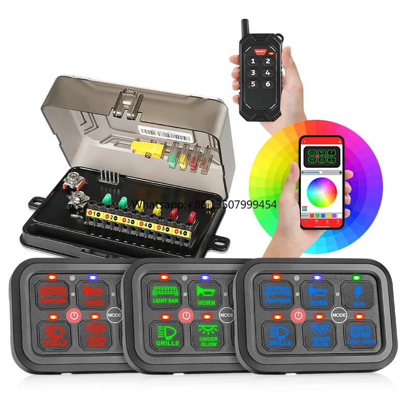 Universal 6 Gang Switch Panel 12v Car Auxiliary Switch Panel with App Remote Control for 4wd Switch Panel Car Accessories
Universal 6 Gang Switch Panel 12v Car Auxiliary Switch Panel with App Remote Control for 4wd Switch Panel Car Accessories