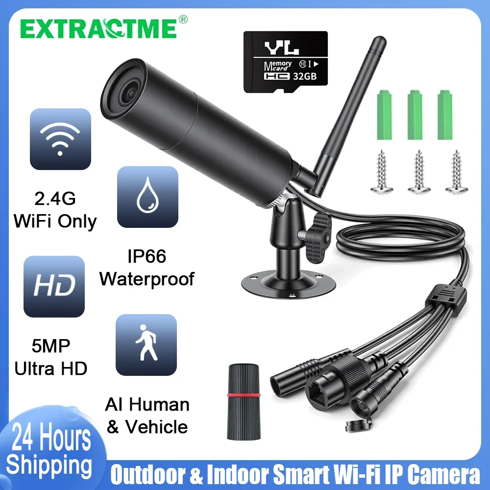 5MP Mini Bullet IP Camera Human & Vehicle Detection Waterproof Home Outdoor Camera Night Vision CCTV Cam Support ONVIF RTSP NVR
5MP Mini Bullet IP Camera Human & Vehicle Detection Waterproof Home Outdoor Camera Night Vision CCTV Cam Support ONVIF RTSP NVR