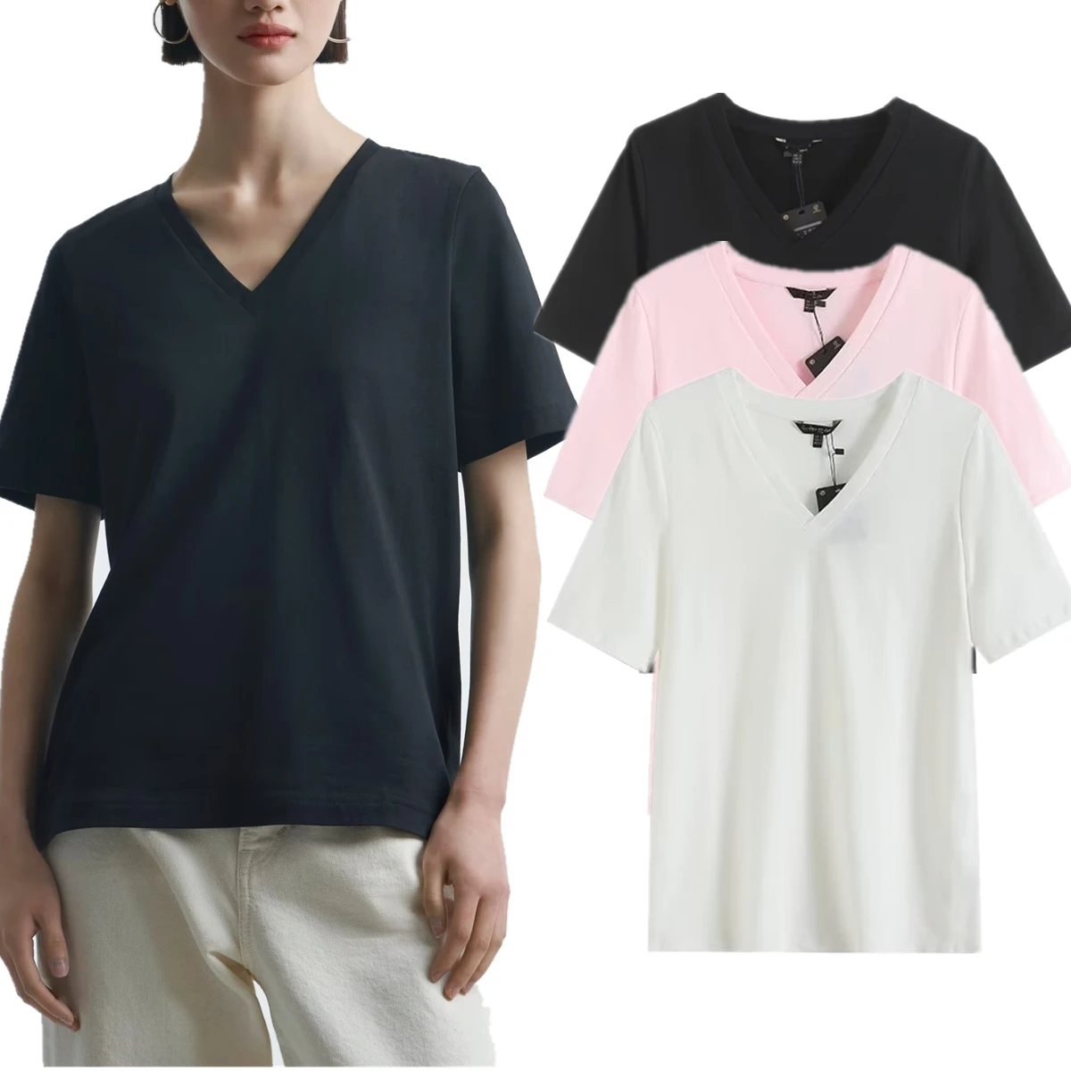Maxdutti Minimalist And Fashionable V-neck Basic T-shirt Summer T-shirt Women For Women Cotton Tops
Maxdutti Minimalist And Fashionable V-neck Basic T-shirt Summer T-shirt Women For Women Cotton Tops