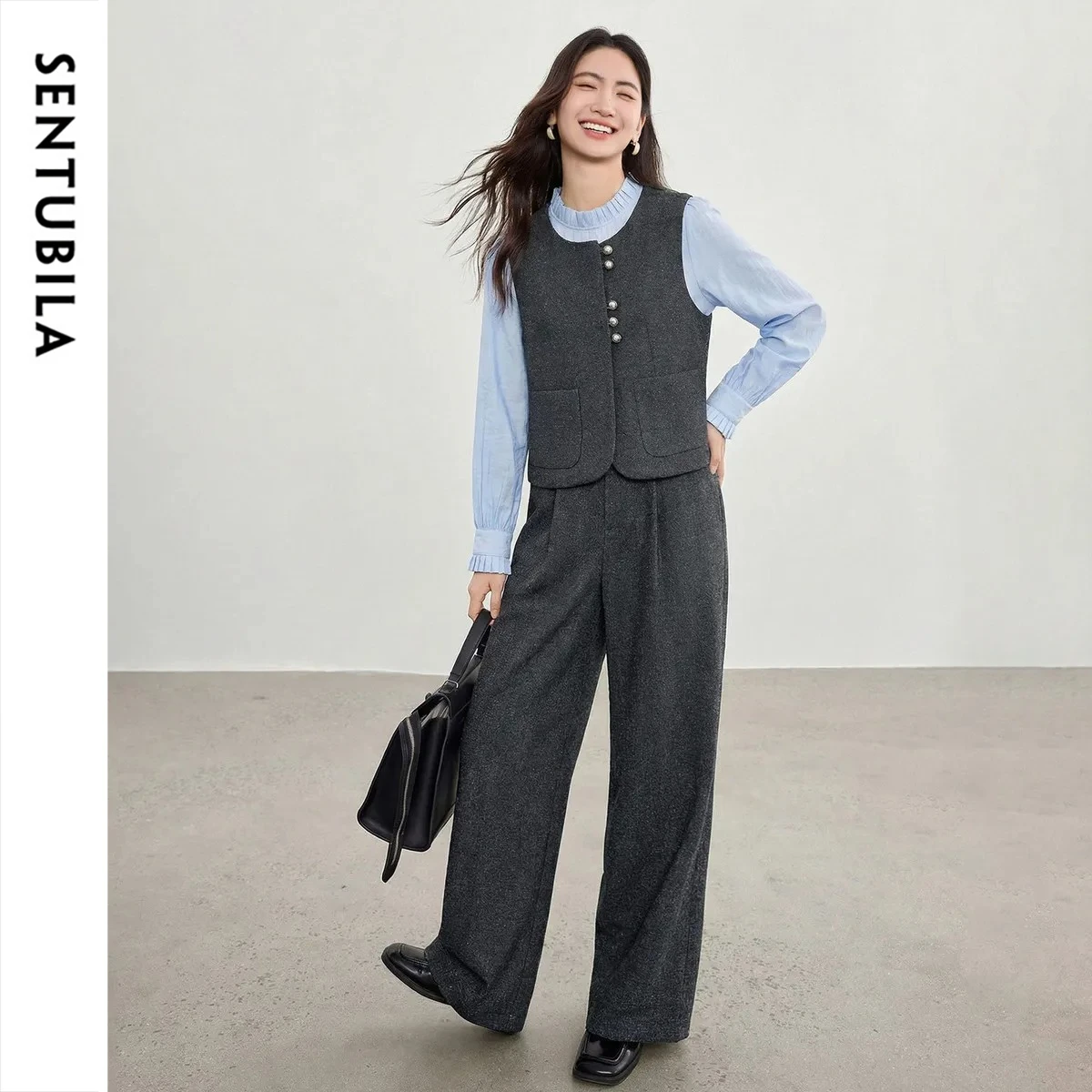 SENTUBILA Women's 3 Pieces Set 2026 Spring Gray Blue Vest Long Sleeve Shirt Straight Leg Pants Suit Office Lady 161ZA6196Z
SENTUBILA Women's 3 Pieces Set 2026 Spring Gray Blue Vest Long Sleeve Shirt Straight Leg Pants Suit Office Lady 161ZA6196Z