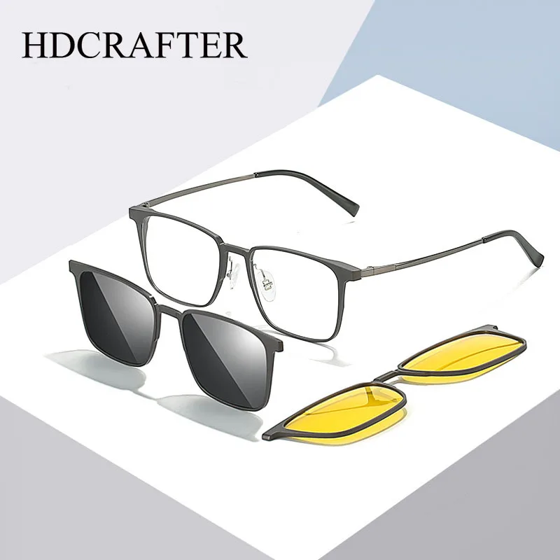Оптические оправы для очков HDCRAFTER 3 в 1, Мужские поляризационные магнитные зажимы для солнцезащитных очков 5008
Оптические оправы для очков HDCRAFTER 3 в 1, Мужские поляризационные магнитные зажимы для солнцезащитных очков 5008