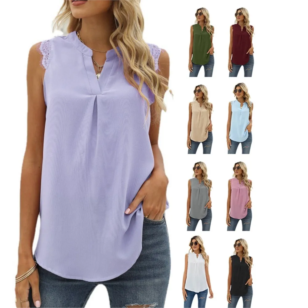 2026 Women's Clothes Casual Blusas Sleeveless Tops T Shirt Tees Women T-shirts All-match Elegant Homewear Daily Lace Solid Color
2026 Women's Clothes Casual Blusas Sleeveless Tops T Shirt Tees Women T-shirts All-match Elegant Homewear Daily Lace Solid Color