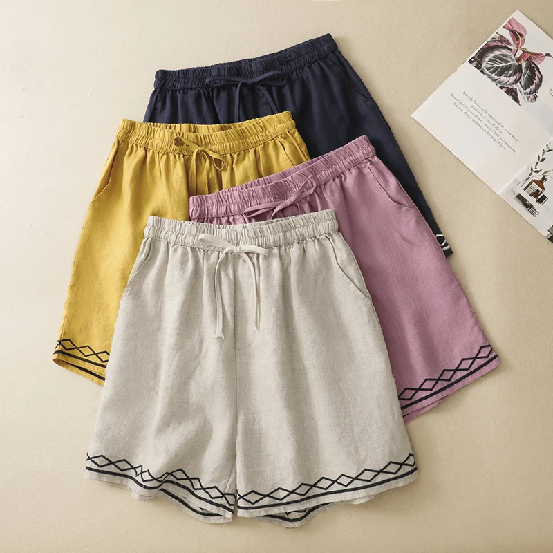 Summer New Style Women's Loose Casual Short Pants Elastic Waist Wide Leg Cotton Linen Blend Embroidered Five-Quarter Length
Summer New Style Women's Loose Casual Short Pants Elastic Waist Wide Leg Cotton Linen Blend Embroidered Five-Quarter Length