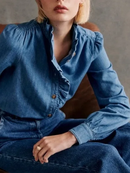 Shirt for Women 2024 New Spring Autumn Suffles Stand Collar Loose Casual Long Sleeve Blouse
Shirt for Women 2024 New Spring Autumn Suffles Stand Collar Loose Casual Long Sleeve Blouse