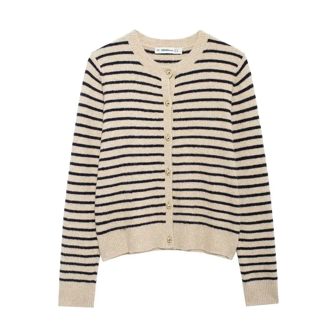 Knit Slim Striped Cardigans Women 2024 New O-neck Single Breasted Long Sleeve Sweaters Female Autumn Lady Match All Sweater Tops
Knit Slim Striped Cardigans Women 2024 New O-neck Single Breasted Long Sleeve Sweaters Female Autumn Lady Match All Sweater Tops
