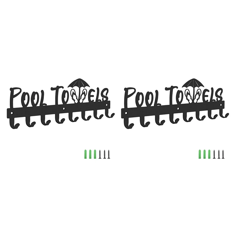 2X Pool Towel Rack With 8 Hooks, Towel Holder Wall Mounted For Outdoor Or Bathroom, Towel Hanger For Hanging Bathrobes
2X Pool Towel Rack With 8 Hooks, Towel Holder Wall Mounted For Outdoor Or Bathroom, Towel Hanger For Hanging Bathrobes