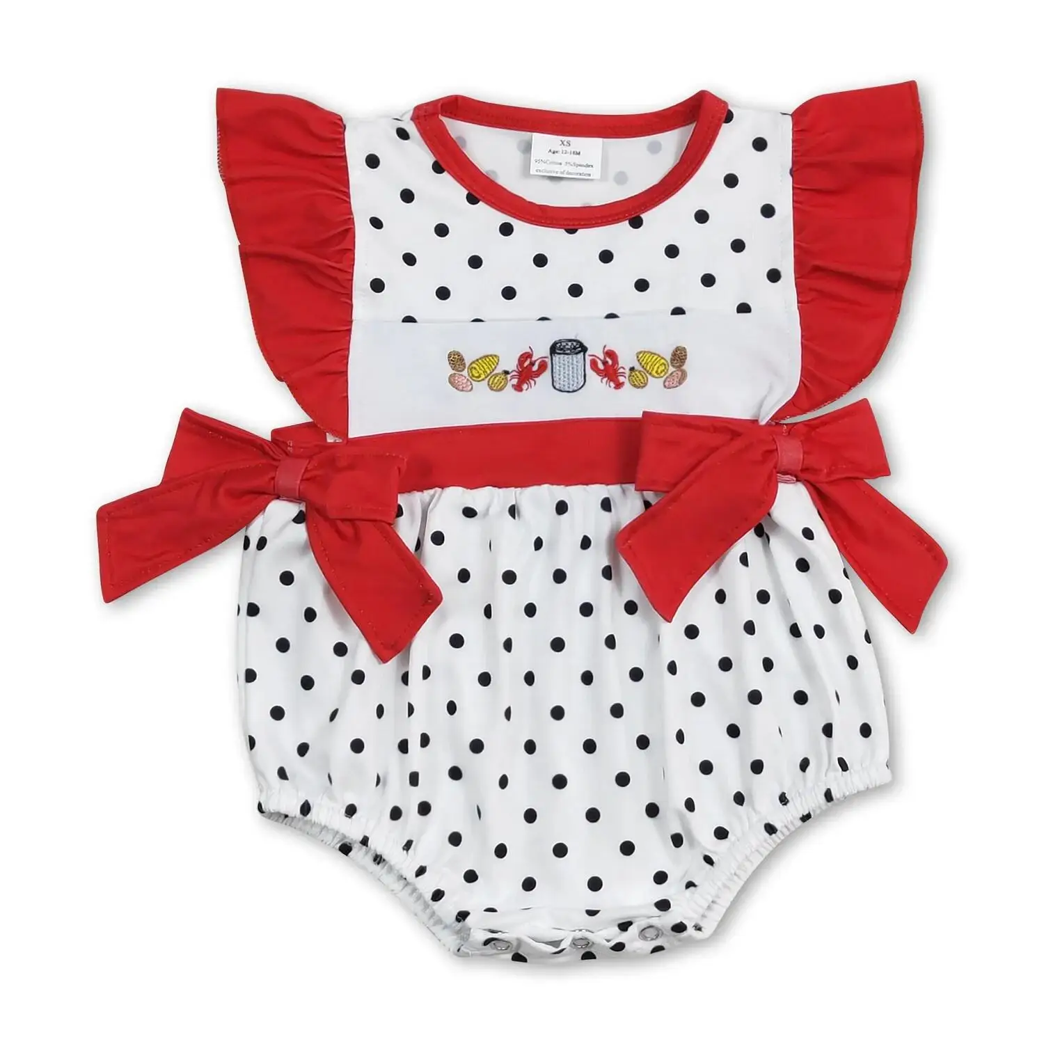 Red Polka Dots Baby Girls Short Sleeve Romper with Crawfish Boiled Bows Infant Outfit for Girls
Red Polka Dots Baby Girls Short Sleeve Romper with Crawfish Boiled Bows Infant Outfit for Girls