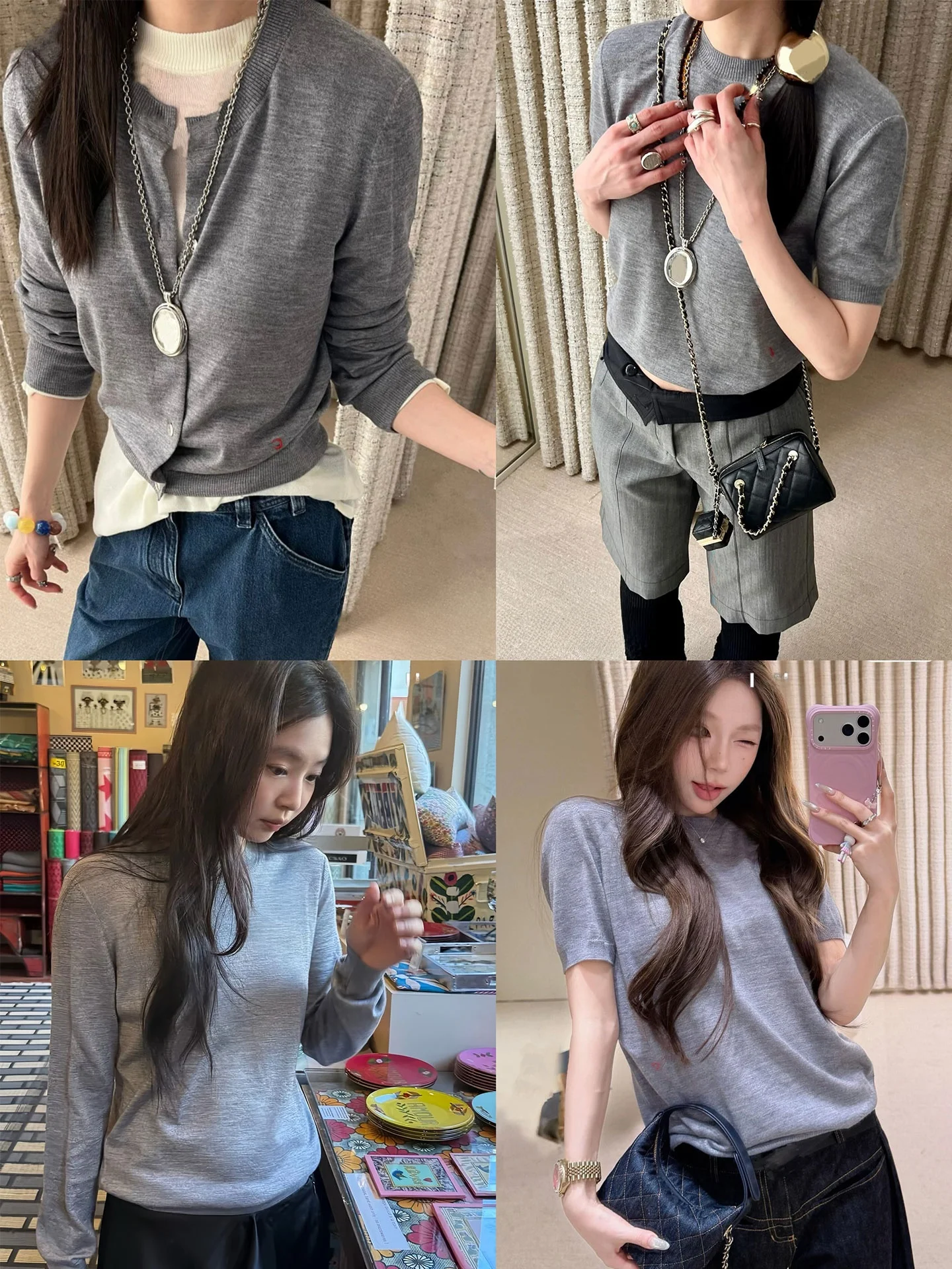 Twelve Vita Jennie 26P Grey Knitted Short Sleeve round Neck Open Cardigan Simple Style Soft Cashmere Blend Spring Fashion
Twelve Vita Jennie 26P Grey Knitted Short Sleeve round Neck Open Cardigan Simple Style Soft Cashmere Blend Spring Fashion