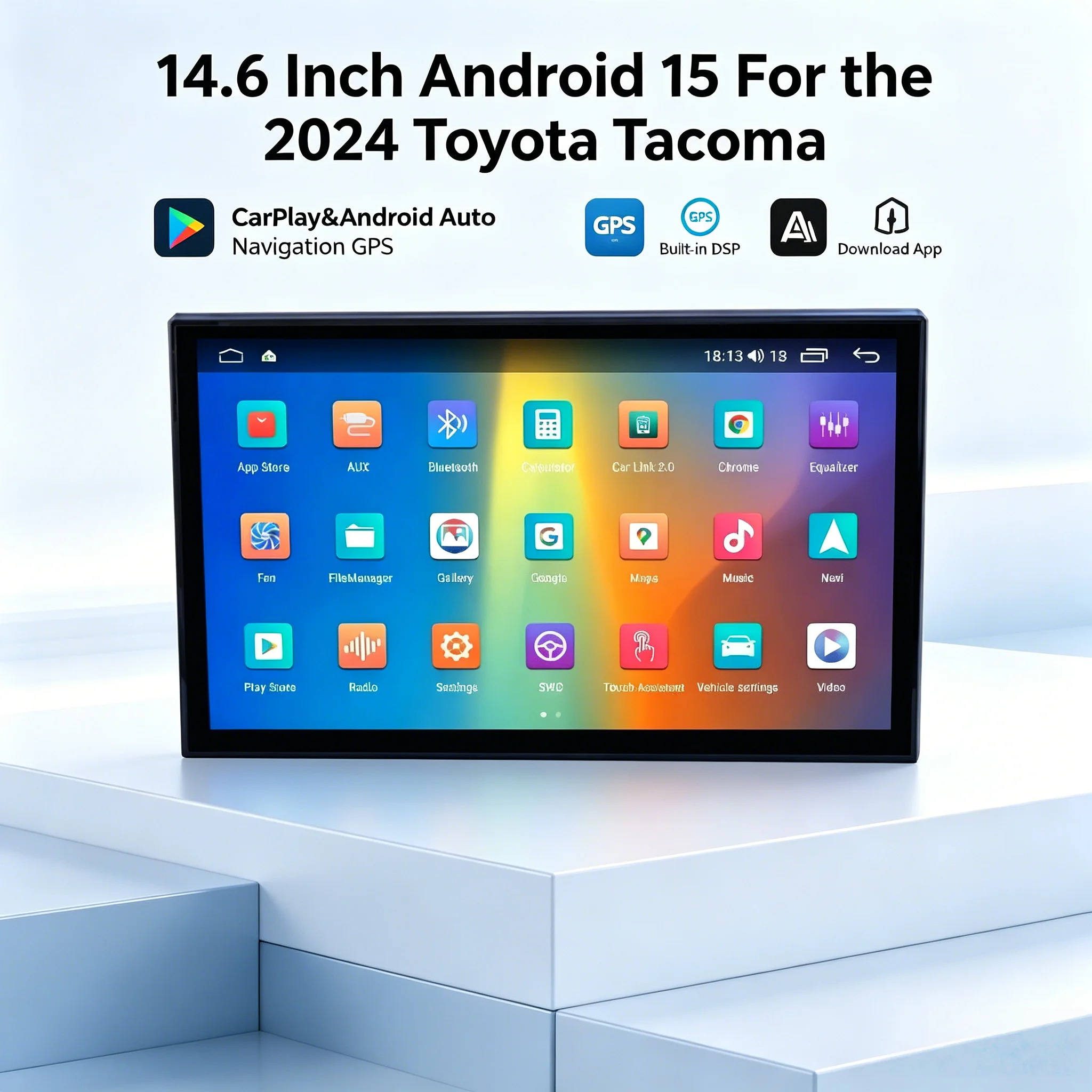 14.6-inch For the 2024 Toyota Tacoma Android 15 car radio stereo touchscreen GPS navigation multimedia head unit
14.6-inch For the 2024 Toyota Tacoma Android 15 car radio stereo touchscreen GPS navigation multimedia head unit