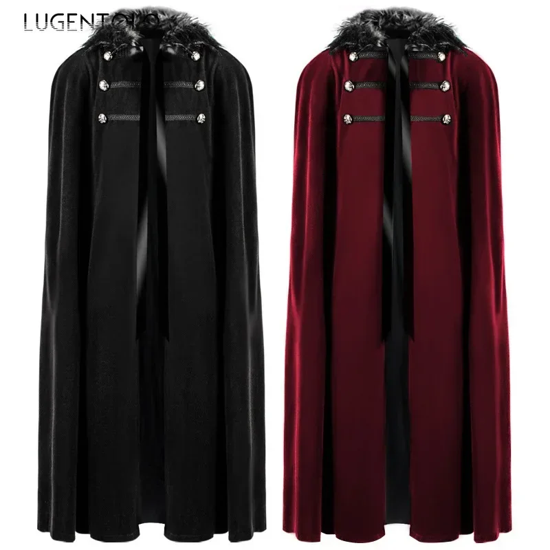 Men Punk Vintage Cape Casual Cloak Halloween Fur Collar Hooded Trench Medieval Costume Renaissance Party Autumn Winter Long Coat
Men Punk Vintage Cape Casual Cloak Halloween Fur Collar Hooded Trench Medieval Costume Renaissance Party Autumn Winter Long Coat
