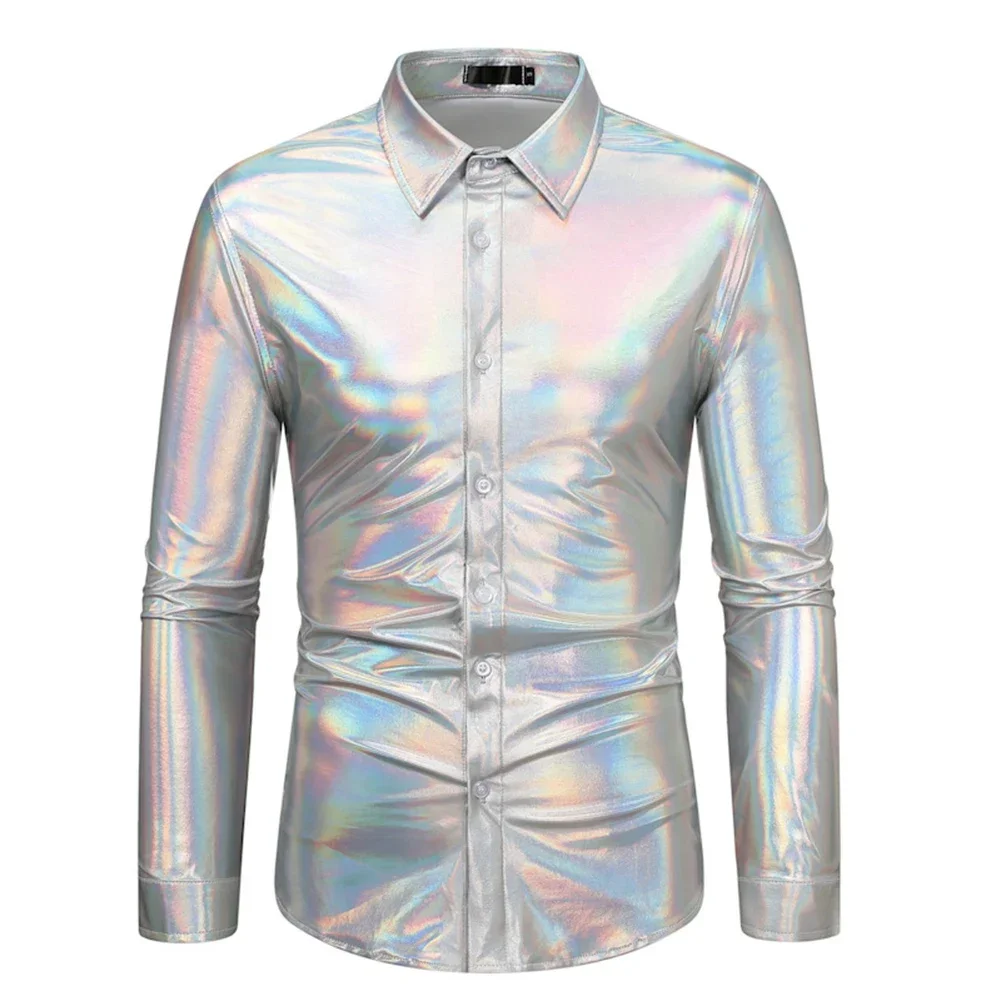 Sexy Men's Disco Party Dress Shiny Shirt Long Sleeve Casual Button Turn-Down Collar Shirts Tops Nightclub Men Clothing
Sexy Men's Disco Party Dress Shiny Shirt Long Sleeve Casual Button Turn-Down Collar Shirts Tops Nightclub Men Clothing